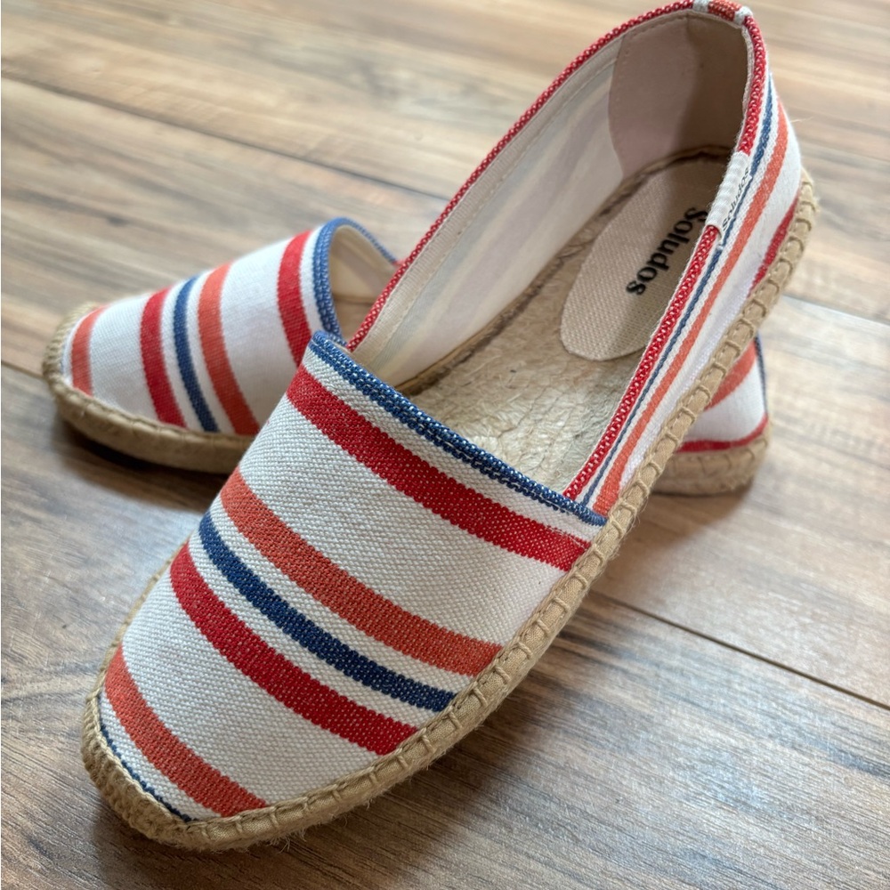 Soludos Women's Striped Espadrilles - Red, Orange and Blue